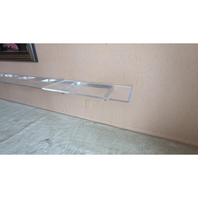 Monumental Mid Century Modern Lucite & Chrome Floating Wall Shelf Acrylic MCM For Sale - Image 9 of 18