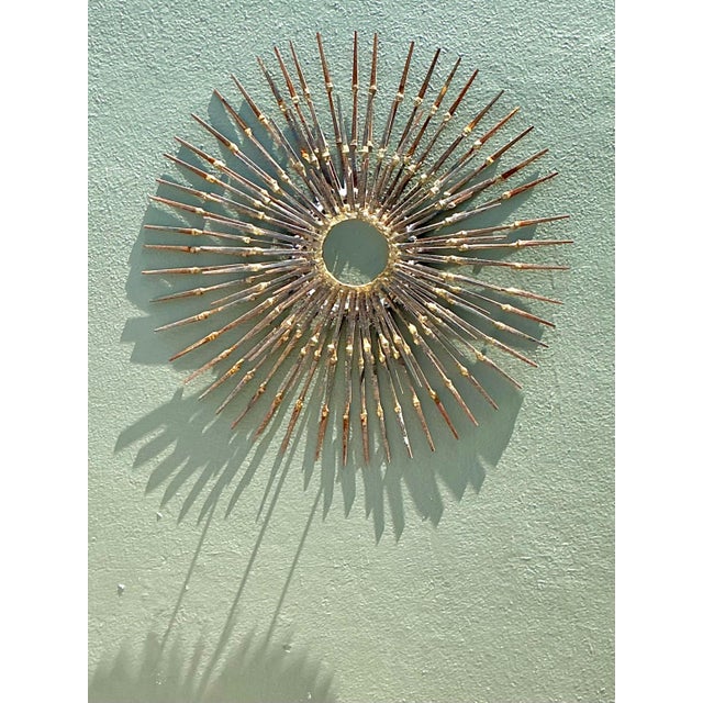 Vintage MCM Wrought Iron Sunburst For Sale - Image 4 of 12