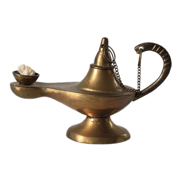 Vintage Brass Genie-Style Oil Lamp For Sale