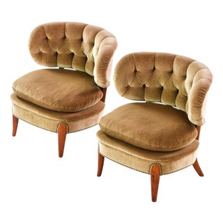 Easy Chairs in Beech and Velvet attributed to Otto Schulz, 1936, Set of 2 For Sale