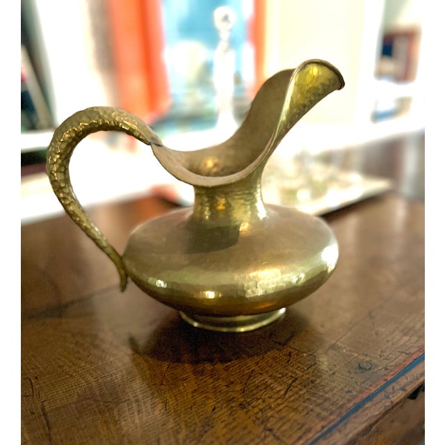 Italian Egidio Casagrande Hammered Brass Pitcher For Sale - Image 11 of 11