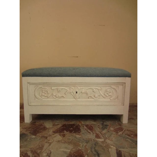 Blue Shabby Stool or Bench, 1920s For Sale - Image 8 of 9