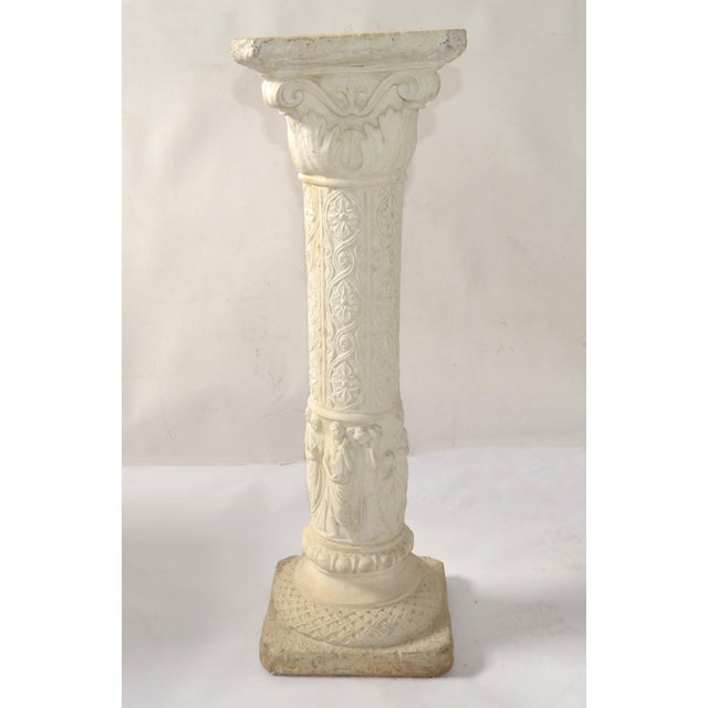 Chelsea House Inc Ornate Neoclassical Style Hand-Carved Concrete Sculpture Stand Column Italy 1970 For Sale - Image 4 of 15