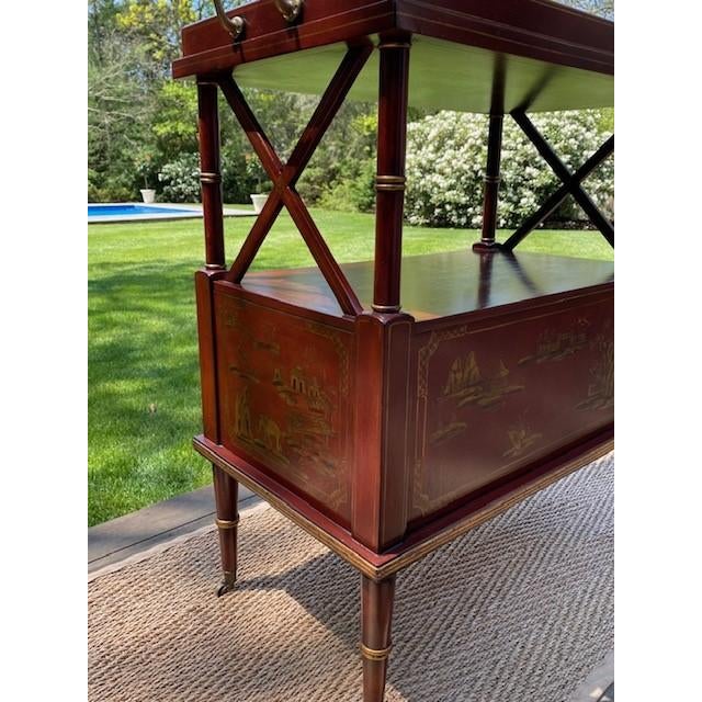 Chinoiserie Style Painted Server With Removable Tray by Century For Sale - Image 12 of 18