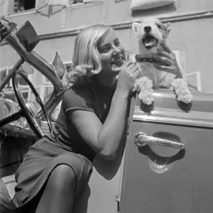 Karl Heinrich Lämmel, Woman and Dog in Summer, 1930s / 2025, Photographic Print