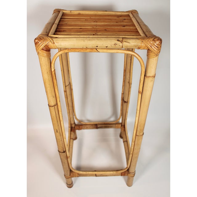 Wood 1960s Vintage Boho Chic Bamboo Plant Stand / Side Table For Sale - Image 7 of 12