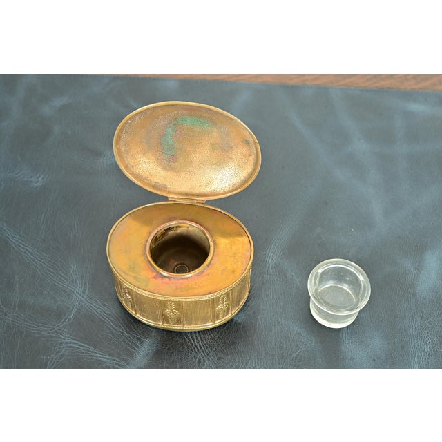Tiffany Studios New York Adam Pattern Bronze Doré Inkwell For Sale In South Bend - Image 6 of 12