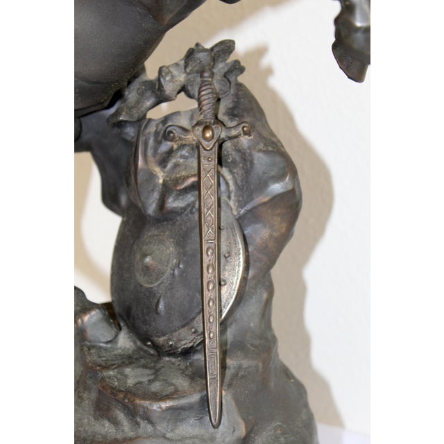 Black Vintage j.b. Hirsch "Collection Française" Bronze Pegasus Replica Sculpture After Émile-Louis Picault – 20" H For Sale - Image 8 of 16