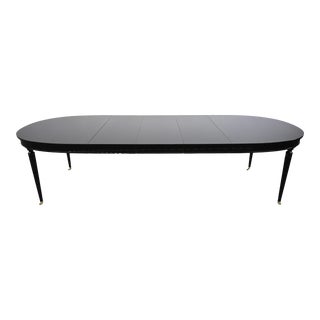 Kindel Furniture Black Lacquered French Regency Extension Dining Table For Sale
