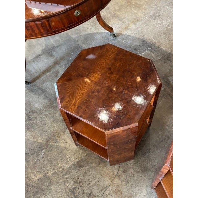 Pair of Italian Art Deco Design Burlwood Side Tables For Sale In Dallas - Image 6 of 7
