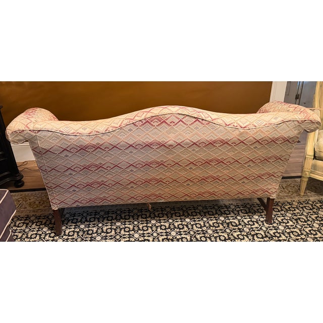 1980s Key City Flame Stitch Camelback Sofa / Long Settee For Sale - Image 10 of 13