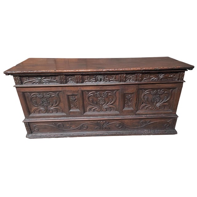 Brown Antique Spanish Walnut Chest, 1680 For Sale - Image 8 of 8