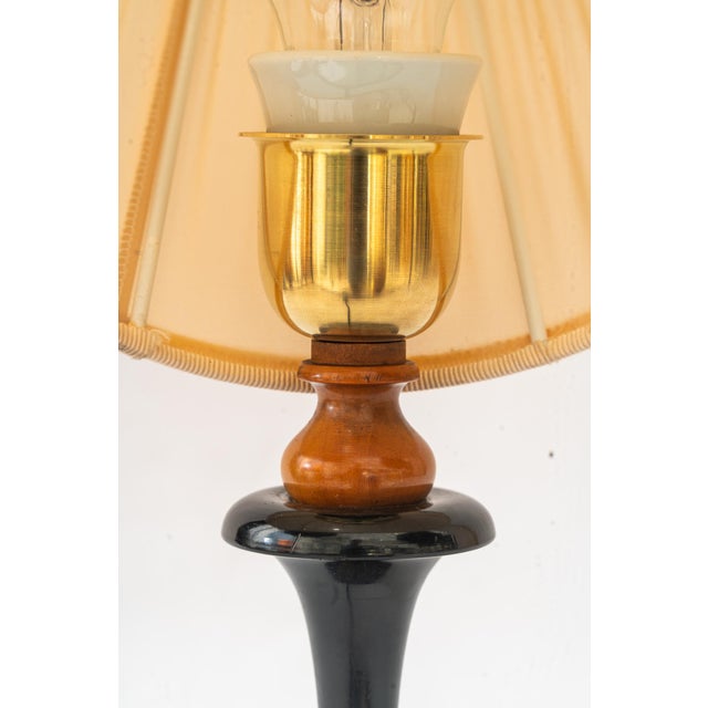 1950s Wood Table Lamp with Fabric Shade, Vienna, Austria, 1950s For Sale - Image 5 of 9