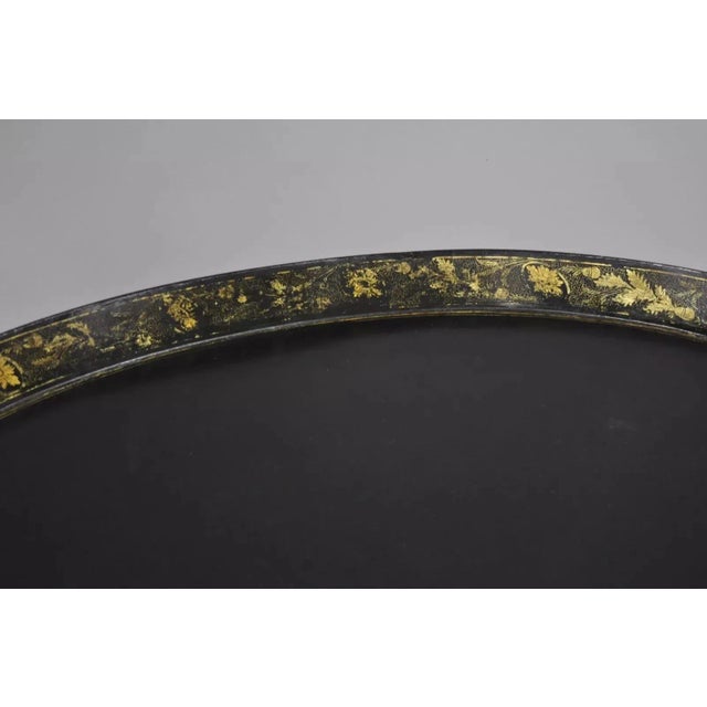 Wood 19th Century English Victorian Leather Tole Tray on Faux Bamboo Base For Sale - Image 7 of 10