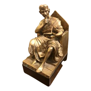 20th-Century Gilt Bronze Sculpture of a Meditating King, Italy, 1940s