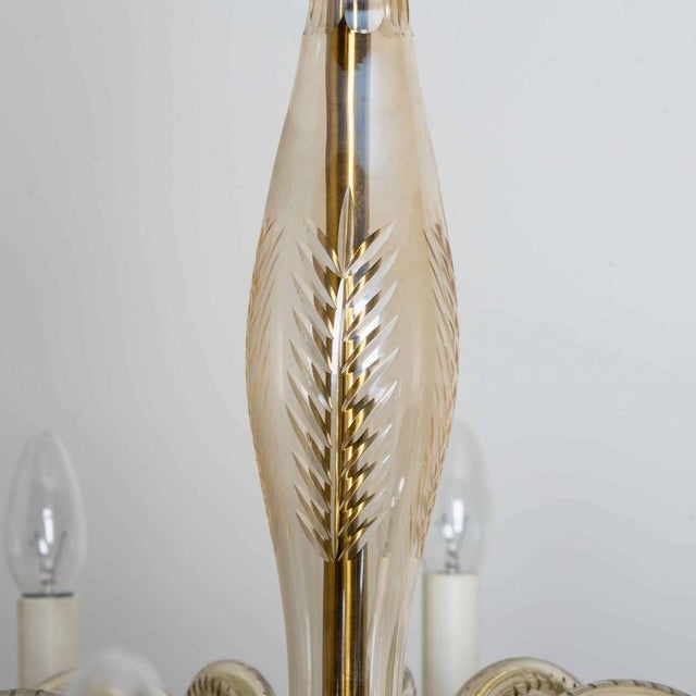 Vintage Engraved Murano Glass Chandelier, 1960 For Sale - Image 12 of 13