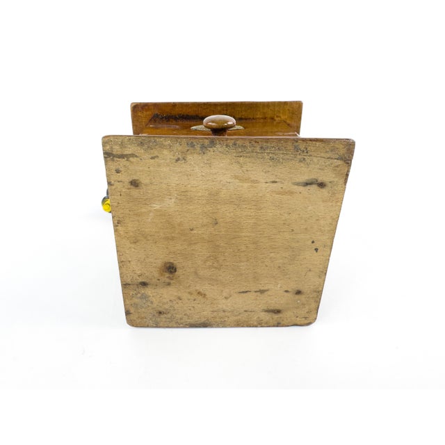 Antique Peugeot Frères Wooden Coffee Grinder With Yellow Handle – Early 20th Century For Sale - Image 12 of 12