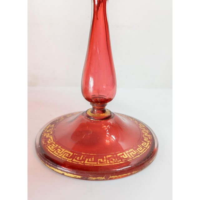 Red 19th Century Pair of Bohemian Red Cranberry Glass Centerpiece Compotes or Tazza For Sale - Image 8 of 16