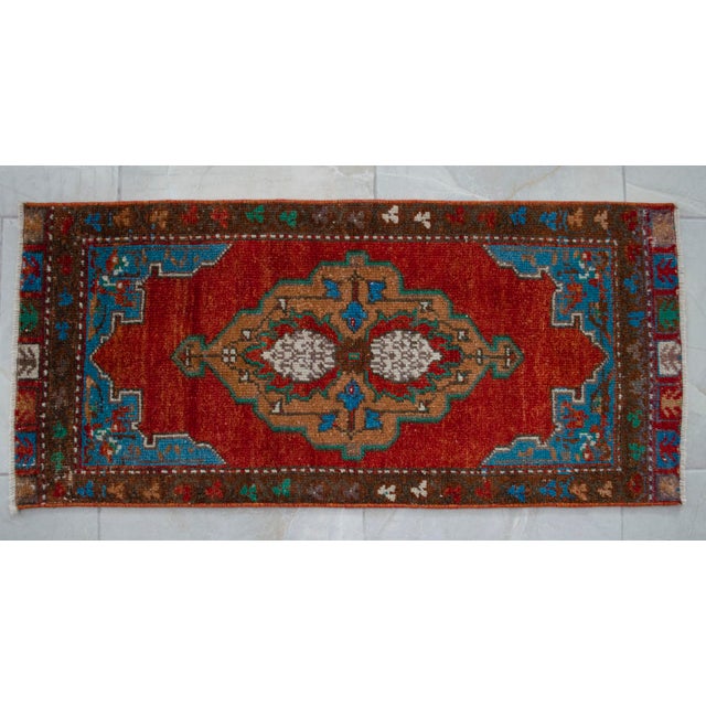 1970s Hand Knotted Red & Blue Turkish Rug For Sale - Image 13 of 13