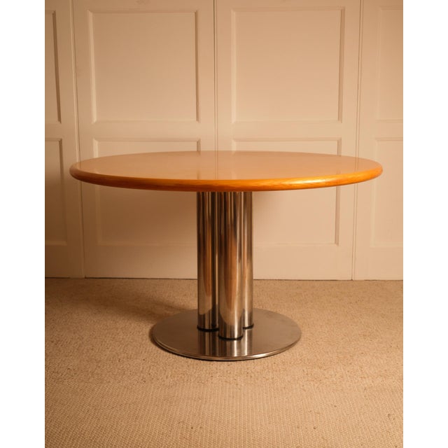 Vintage Italian Circular Dining Table in Wood and Metal, 1970s For Sale - Image 9 of 9