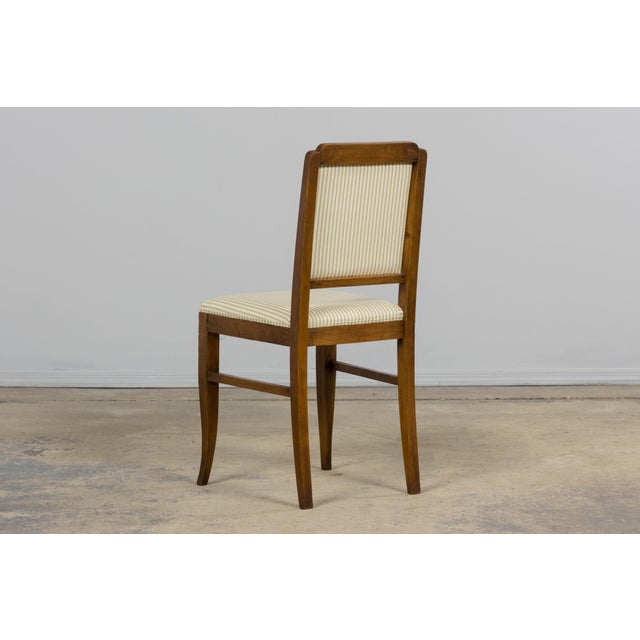 French Art Deco Maple Accent Side Chairs With Sage Green Stripe – A Pair For Sale - Image 17 of 17