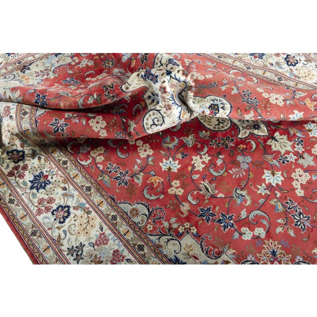 Middle Eastern Hand-Knotted Kashan Cork Rug For Sale - Image 11 of 13