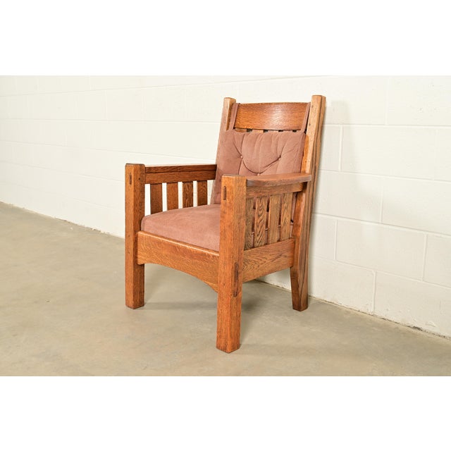Harden Furniture Antique Mission Oak Arts & Crafts Lounge Chair, Circa 1910 For Sale - Image 13 of 13