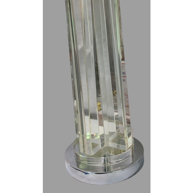 Mid-Century Modern Mid-Century Modern Clear Crystal Table Lamp With Shade For Sale - Image 3 of 11