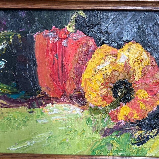 1980’s abstract expressionist peppers still life painting in a vintage frame. Measures 10x8 / 12x10 framed. Check out my...