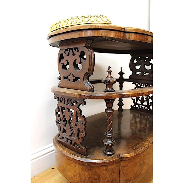 Late 19th Century Late 19th Century Three-Tier, Burled Wood & Brass Bar Cart For Sale - Image 5 of 6