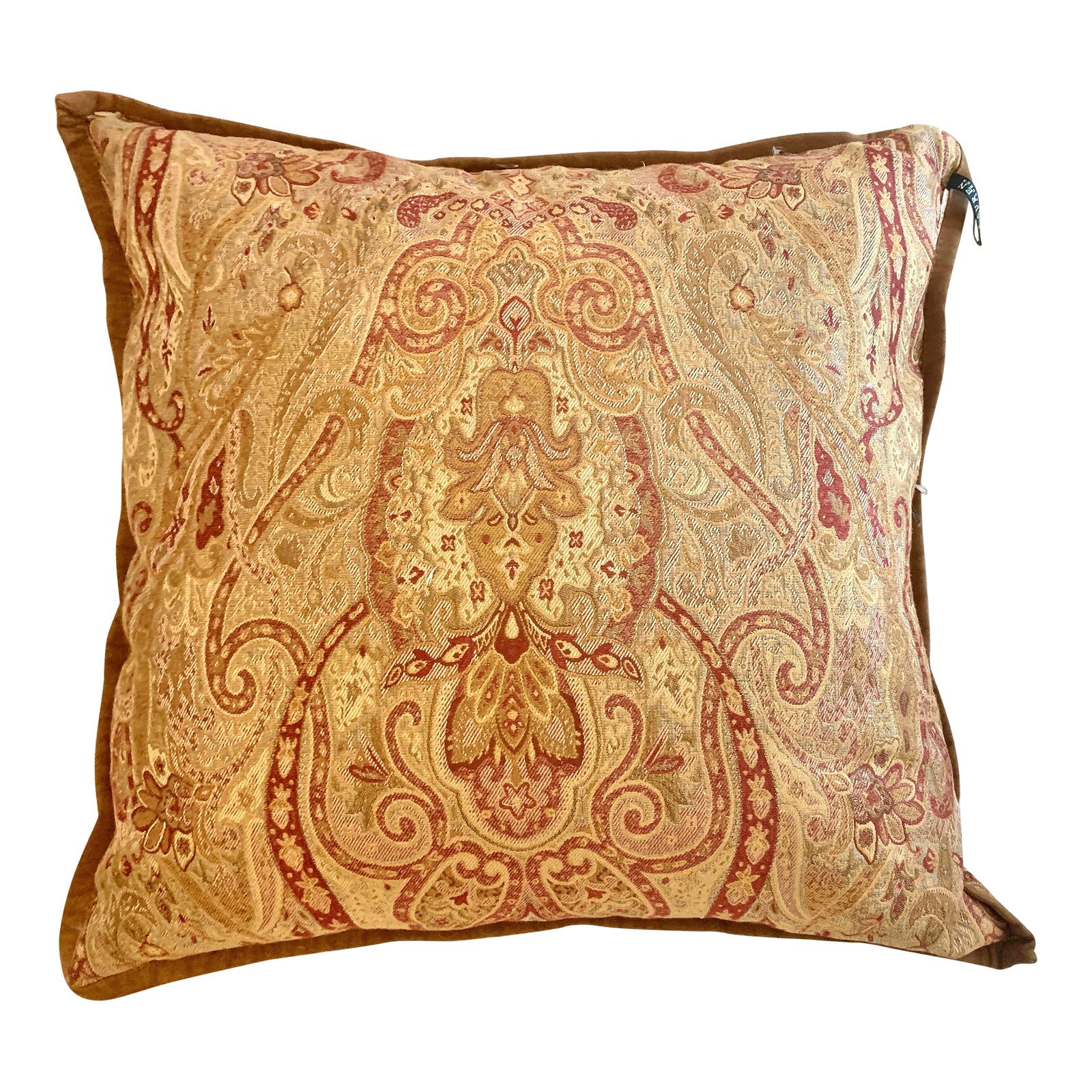 Lauren Ralph Lauren Dalmency Hall Gold Burgundy Sage Green, Suede Trim
