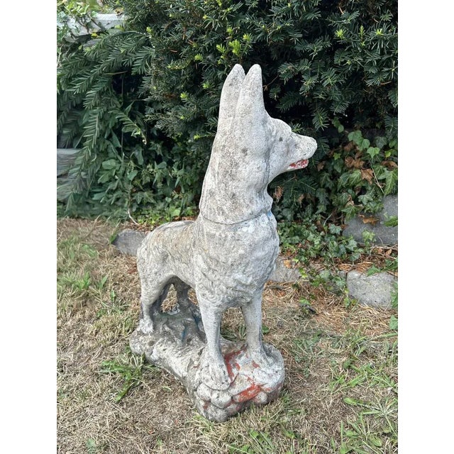 Concrete Stone Shepard Garden Dog Ornament Sculpture, 1950s For Sale - Image 10 of 11