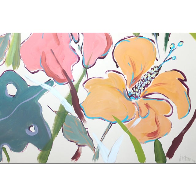 2026, Illustration Style Diptych of Hibiscus Oasis, Tropical Painting on Watercolor Paper by Romina Milano For Sale In Miami - Image 6 of 10
