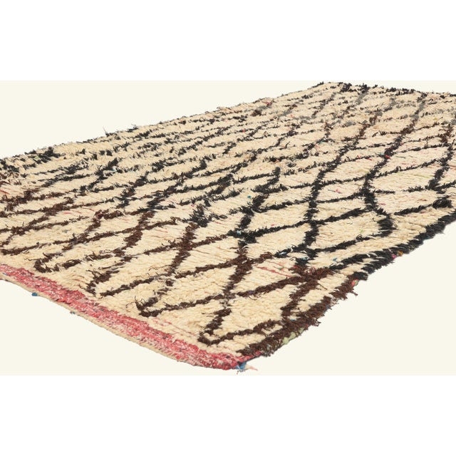 22042 Vintage Azilal Boucherouite Moroccan Rug, 04'08 x 07'08. The Eternal Embrace: A Vintage Azilal Moroccan Masterpiece...