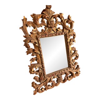 Antique Victorian Rococo Revival Gilt Wood Mirror - Genuine Gold Leaf Over Red Bole, C. 1890 For Sale