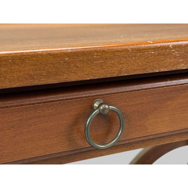 Wood Swedish Modern, Rolling Bar Cart, Wood, Brass, Sweden, 1970s For Sale - Image 7 of 14