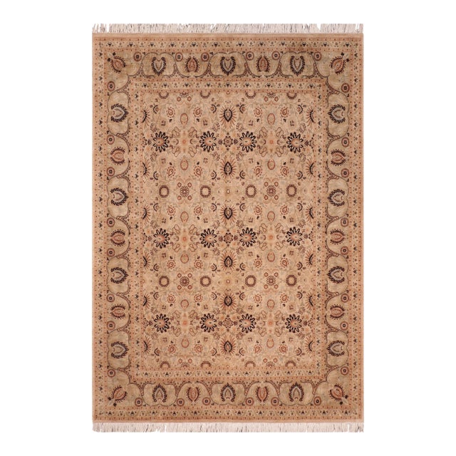 Shabby Chic 1990's Beige/Green Wool Rug - 8'1'' X 10'3'' For Sale