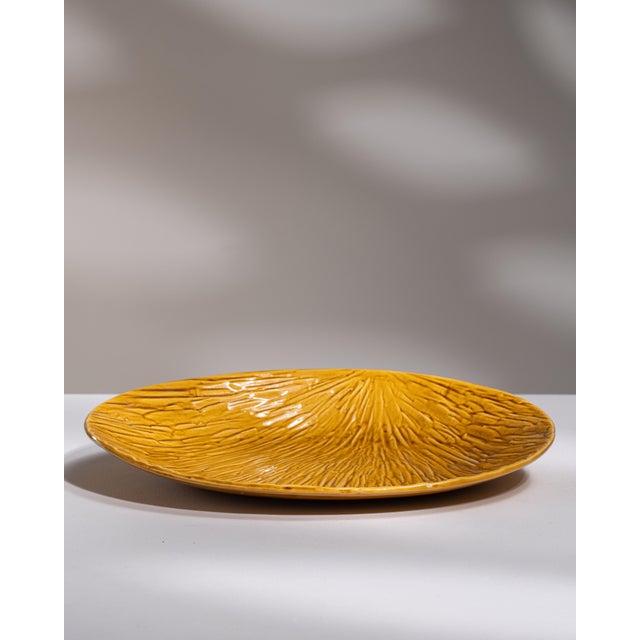 Ceramic 1970s Belgium Gold Ceramic Platter For Sale - Image 7 of 14