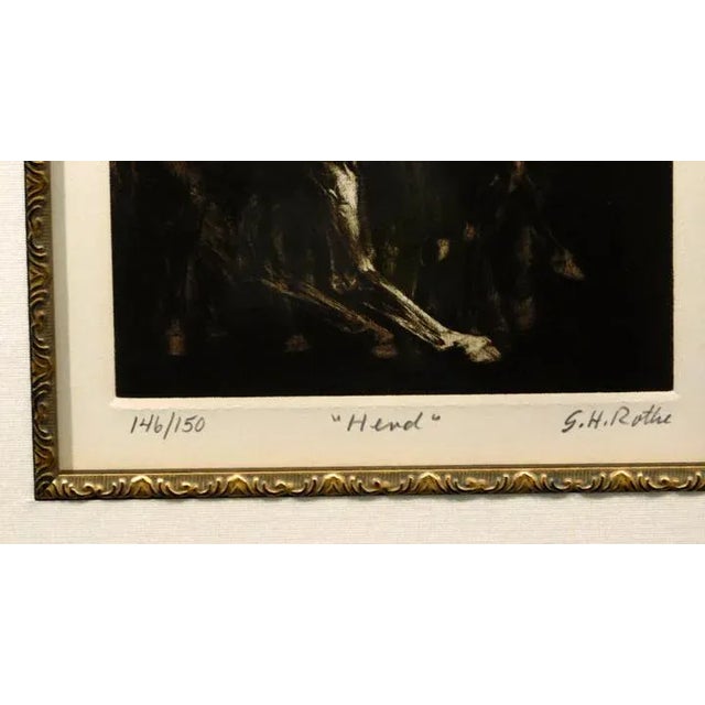 Impressionist Vintage GH Rothe "Herd Hand" Signed Original Mezzotint For Sale - Image 3 of 5