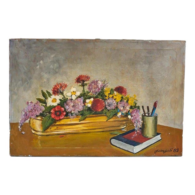 Pompoli, Bouquet of Vibrant Flowers, 1983, Painting For Sale