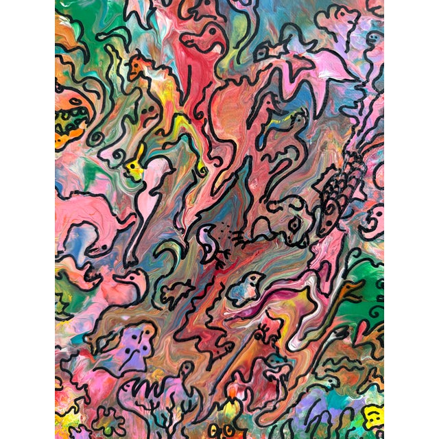 Plastic Serg Graff "Wonder Tangle=I" Abstract Acrylic Painting Framed Outsider Art Coa For Sale - Image 7 of 11