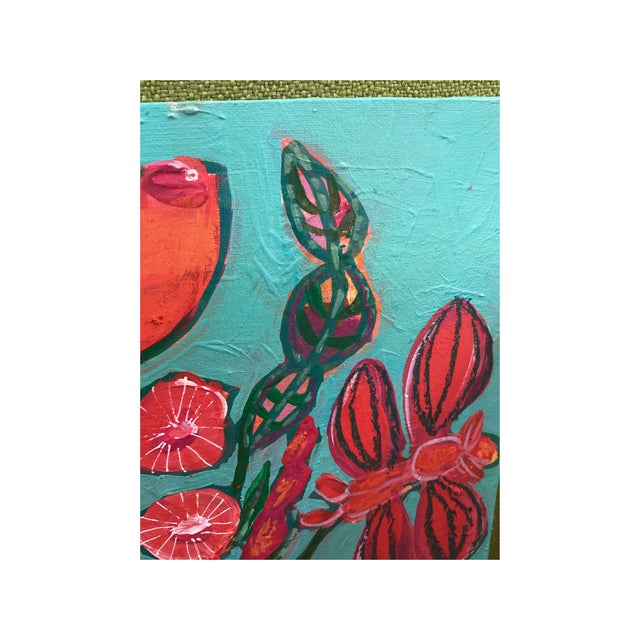 2020s Abstract Floral Still Life Painting, Colorful Modern Vase Art, MCM Style, Original 8x8 For Sale - Image 5 of 8