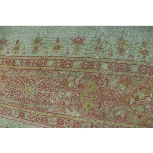 Late 19th Century Antique Turkish Green Oushak Rug 11'1" X 14'6" For Sale - Image 9 of 12