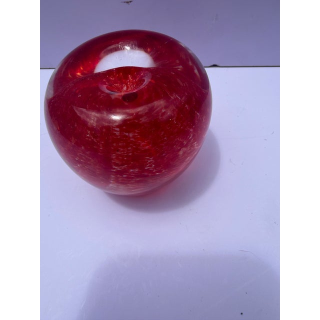 1994 Hand-Signed Richard Blenko Ruby Red Glass Apple Paperweight - Model #882 For Sale In Houston - Image 6 of 12