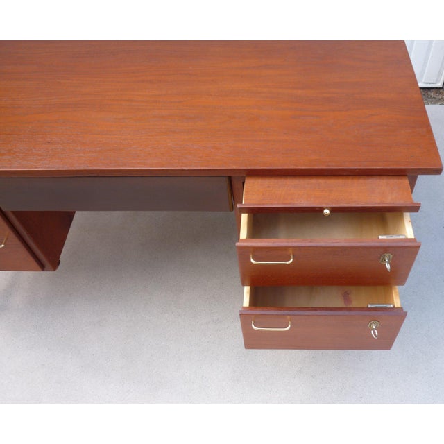 Wood Vintage Brown Desk in Teak, 1950s For Sale - Image 7 of 13