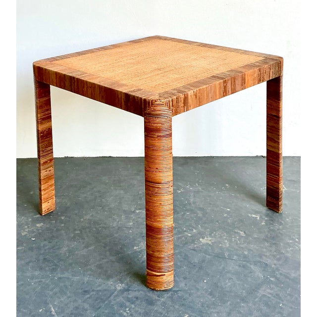 Vintage Bielecky Brothers Wrapped Rattan Game Table For Sale - Image 10 of 12