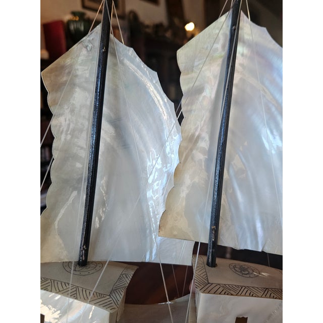 1960s Chinese Mother of Pearl Junk Ship - Dragon Boat Sculpture For Sale - Image 9 of 9