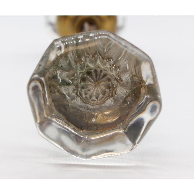 Traditional Pair of Vintage Octagon Mini Star Pattern Center Glass Door Knobs For Sale - Image 3 of 7