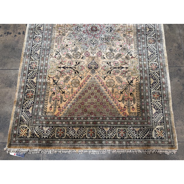 Mid 20th Century Antique Persian Qom Silk Rug, Circa 1950 For Sale - Image 5 of 8