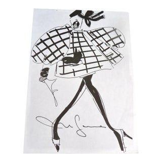 Vintage 1990s Paris Fashion Stat - Avant-Garde Plaid Couture Study For Sale